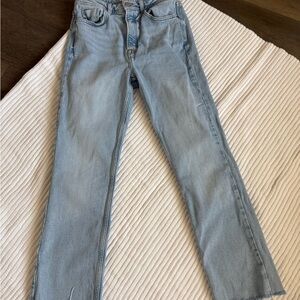 Zara Women's Straight Leg Jeans in Light Blue